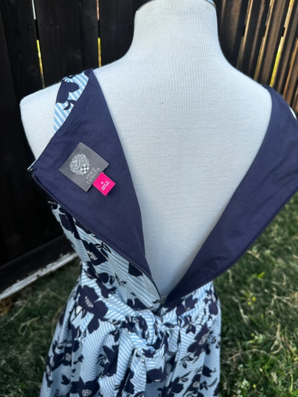 Vince Camuto navy lavender floral dress sleeveless A-line lined size 6 NWT - Picture 5 of 12